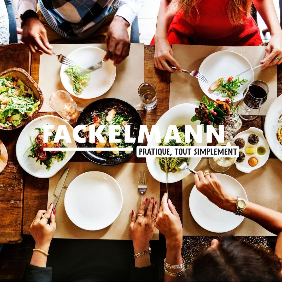 Fackelmann 9445250 Pfannen-Set, 3-teilig, 20, 24 und 28 cm, aus Edelstahl 18/8, 6 Küchenutensilien,