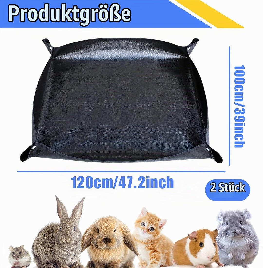 2 Stück wasserdichte Haustier-Laufgittermatte: 120 x 100cm wasserdichte Meerschweinchen Fussmatten,