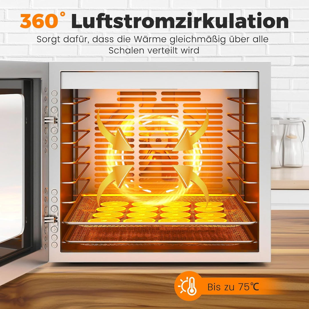 RELAX4LIFE Dörrautomat Edelstahl, 850W Dörrgerät mit 8 Einlegefächern & 48H-Timer, Dehydrator mit 35