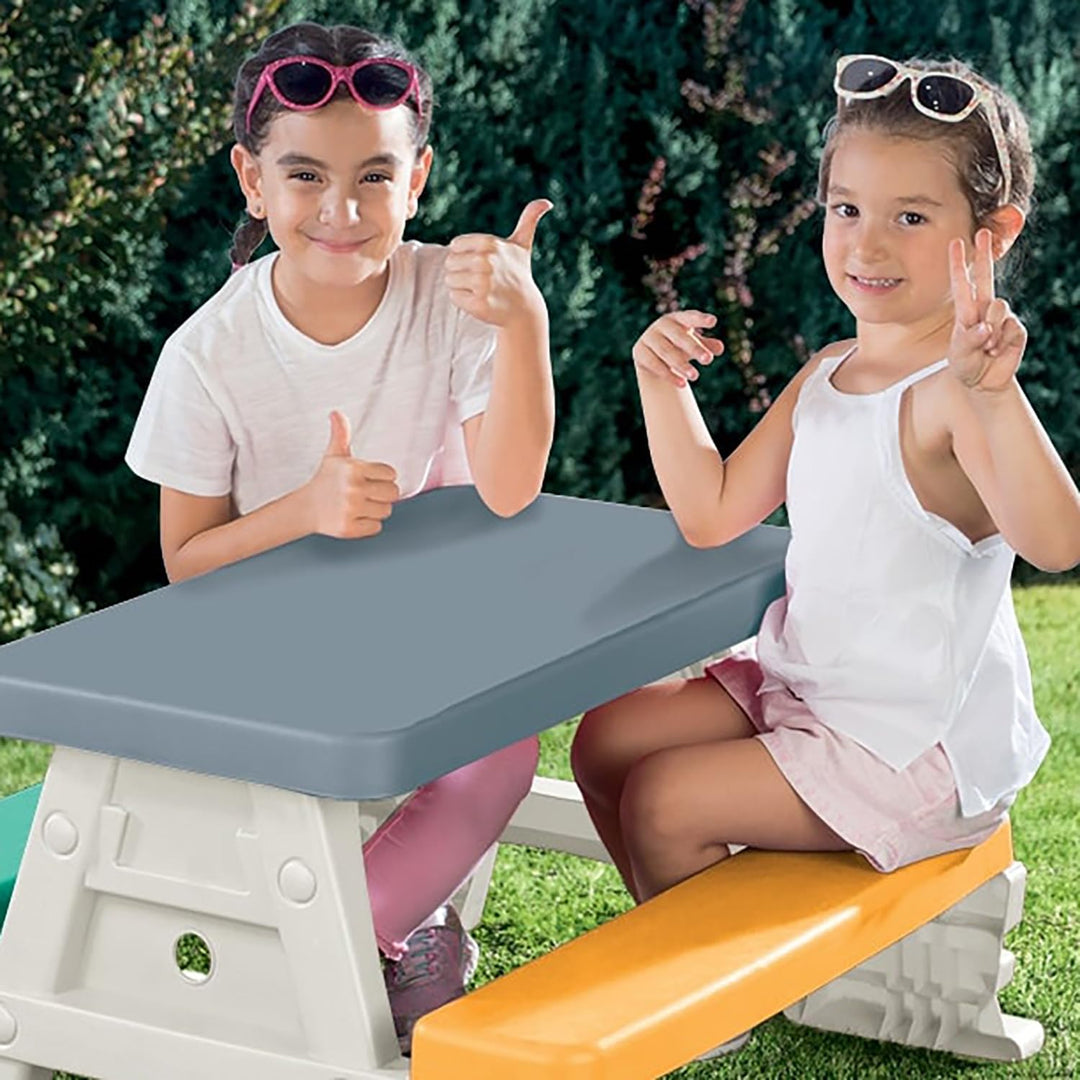 Dolu Unisex-Kinder Picknicktisch Mehrfarbig Weiss Grau Gelb Grün, Weiss Grau Gelb Grün