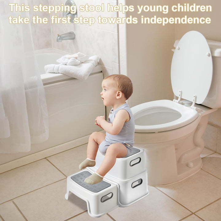 Kinder Tritthocker, 2-Stufen Sicherer Hocker, Kinderhocker Anti-Rutschfüssen & Kippschutz Klohocker