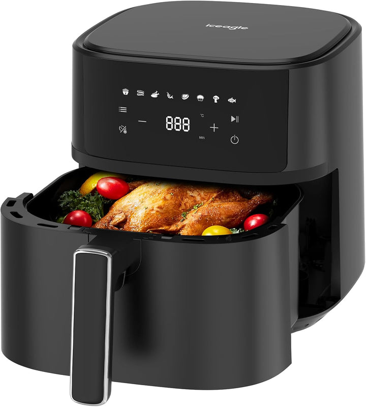 iceagle Heissluftfritteuse 5,5 L XXL Airfryer - Friteuse ohne Öl | Heissluftfriteuse mit 8 verschied