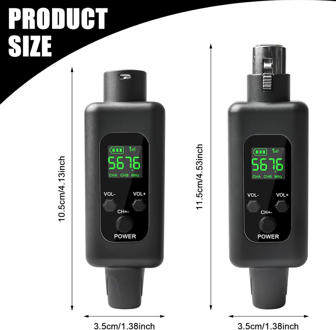 XLR Mikrofon Sender Empfänger, 2.4G Kabelloses Funkmikrofon-Adapter 1 zu 1 Kabelloses Mikrofon für d