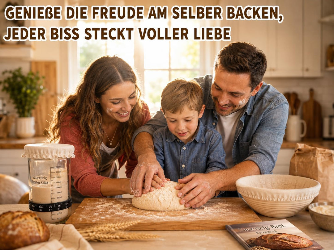 Brot Gärkorb Set, Gärkörbchen zum Brotbacken,2 Gärkorb (25cm Ovale & 23cm Runde), 700ML Sauerteig Gl