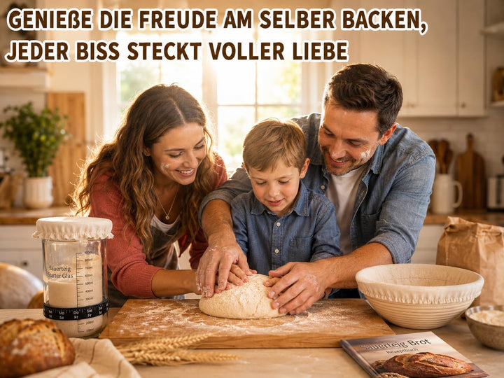 Brot Gärkorb Set, Gärkörbchen zum Brotbacken,2 Gärkorb (25cm Ovale & 23cm Runde), 700ML Sauerteig Gl