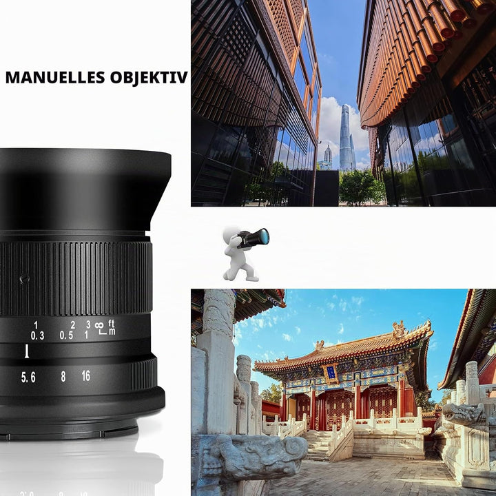 7artisans 12 mm F2.8 Mark Ⅱ Ultra-Weitwinkel APS-C Manueller Fokus Prime Objektiv kompatibel für Can
