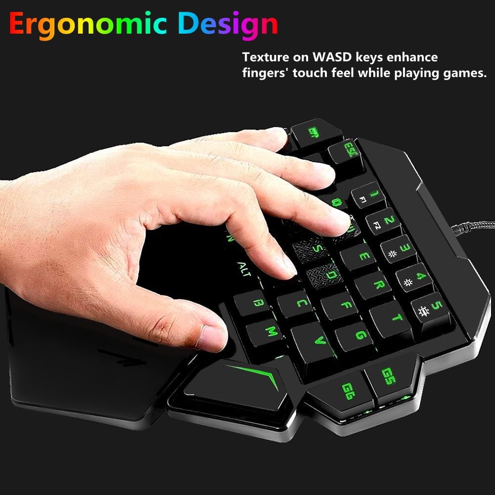 Cakce RGB Einhand-mechanische Gaming-Tastatur, bunte Hintergrundbeleuchtung, professionelle Gaming-T
