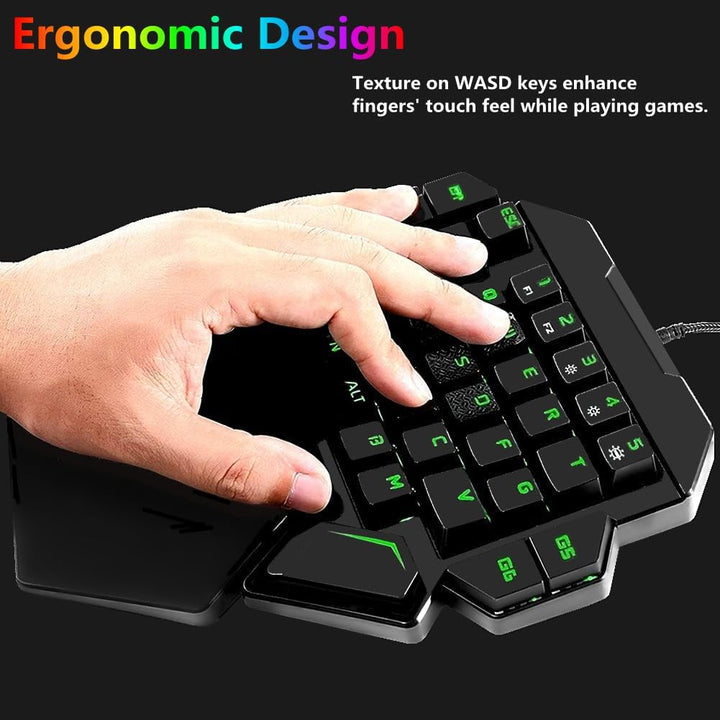 Cakce RGB Einhand-mechanische Gaming-Tastatur, bunte Hintergrundbeleuchtung, professionelle Gaming-T
