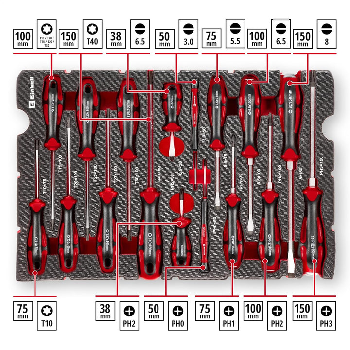 Original Einhell E-Case Pad 17-tlg. Schraubendreher (Vergaser-Schraubendreher, Präzisions-Schraubend