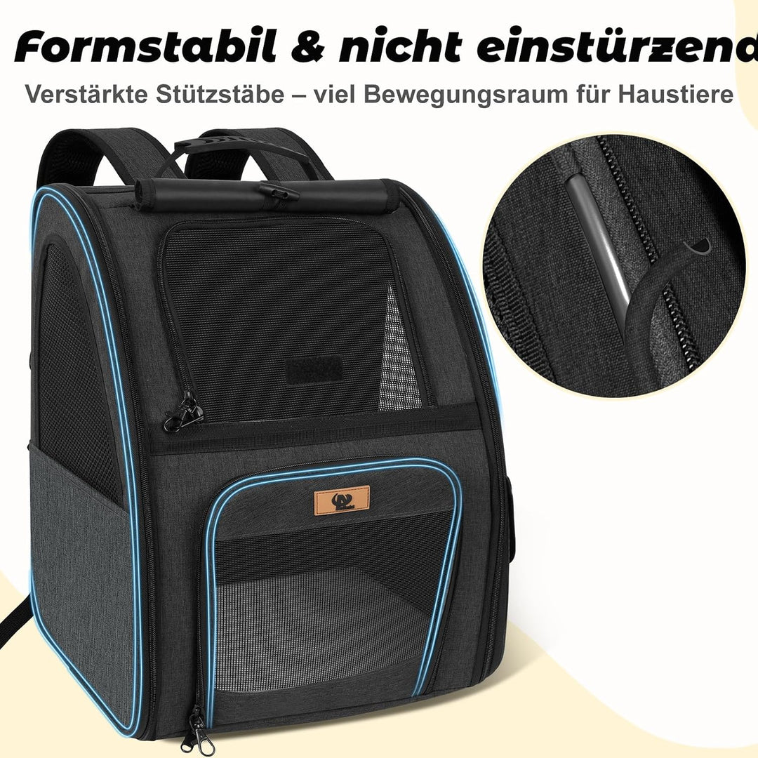 Aystkniet Hunderucksack, Katzenrucksack mit 270° Rundumbelüftung und 3-fachem Einstieg, Faltbare Hau