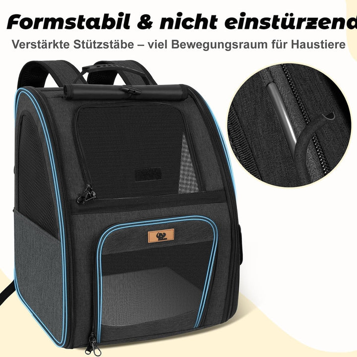 Aystkniet Hunderucksack, Katzenrucksack mit 270° Rundumbelüftung und 3-fachem Einstieg, Faltbare Hau
