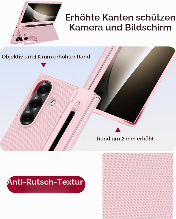 Miimall Kompatibel mit Samsung Galaxy Z Fold 5 Hülle mit S-Pen &amp; Stifthalter, [HD Displayschutz] Ult
