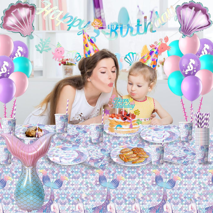 Meerjungfrau Geburtstag Deko, Meerjungfrau Partygeschirr Set, Meerjungfrau Kindergeburtstag Deko, Ge