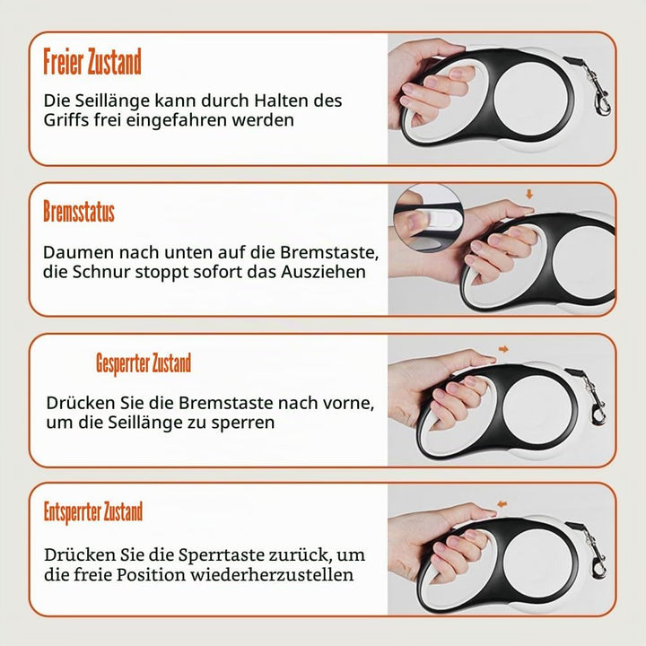 Hunde Rollleine mit LED Licht, 3/5 m Einziehbar Hundeleine, 360° Verwicklungsfrei Ausziehbar Leine m