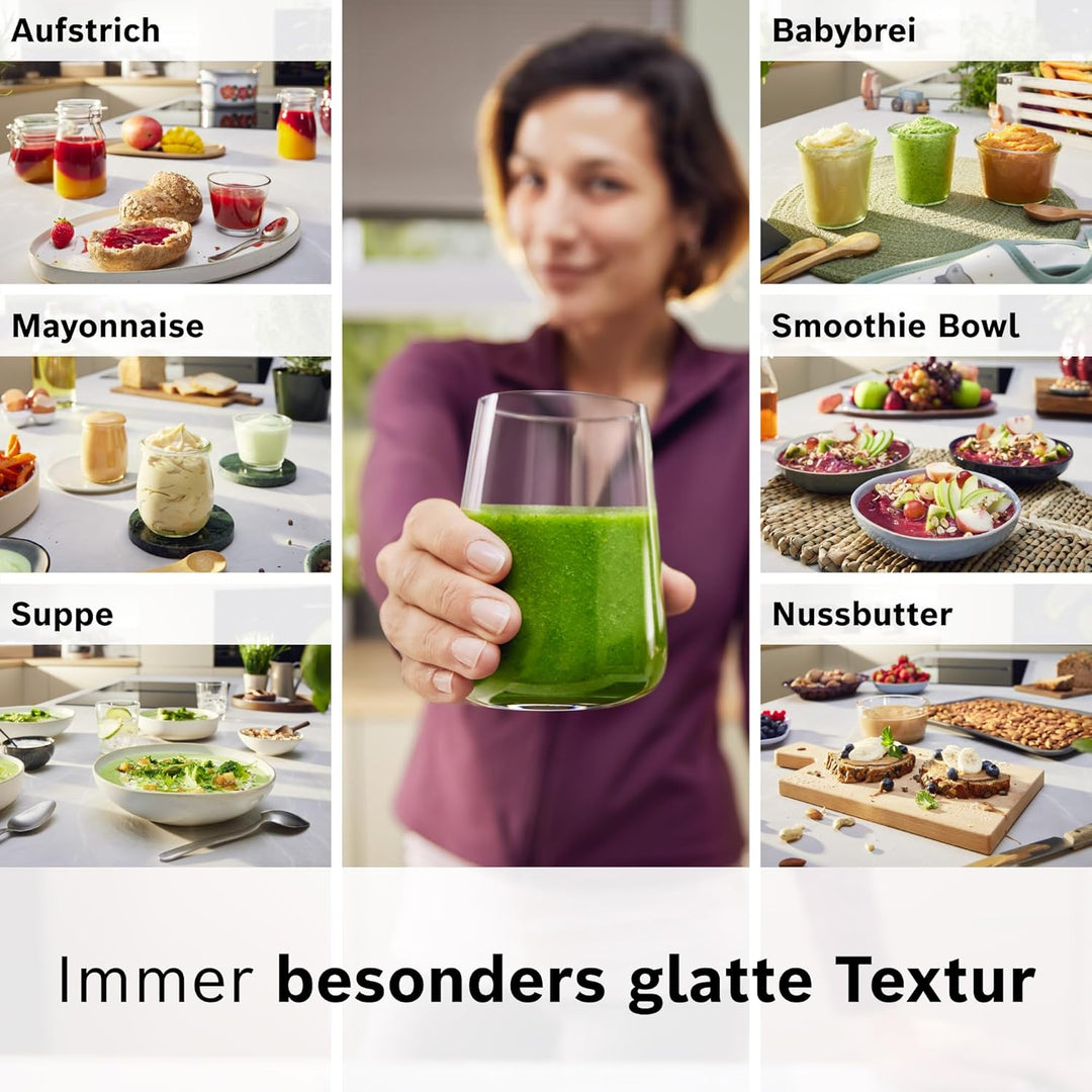 Bosch Stabmixer, Mixbecher, Universalzerkleinerer, Doppelschneebesen, Edelstahl Klingen, spülmaschin