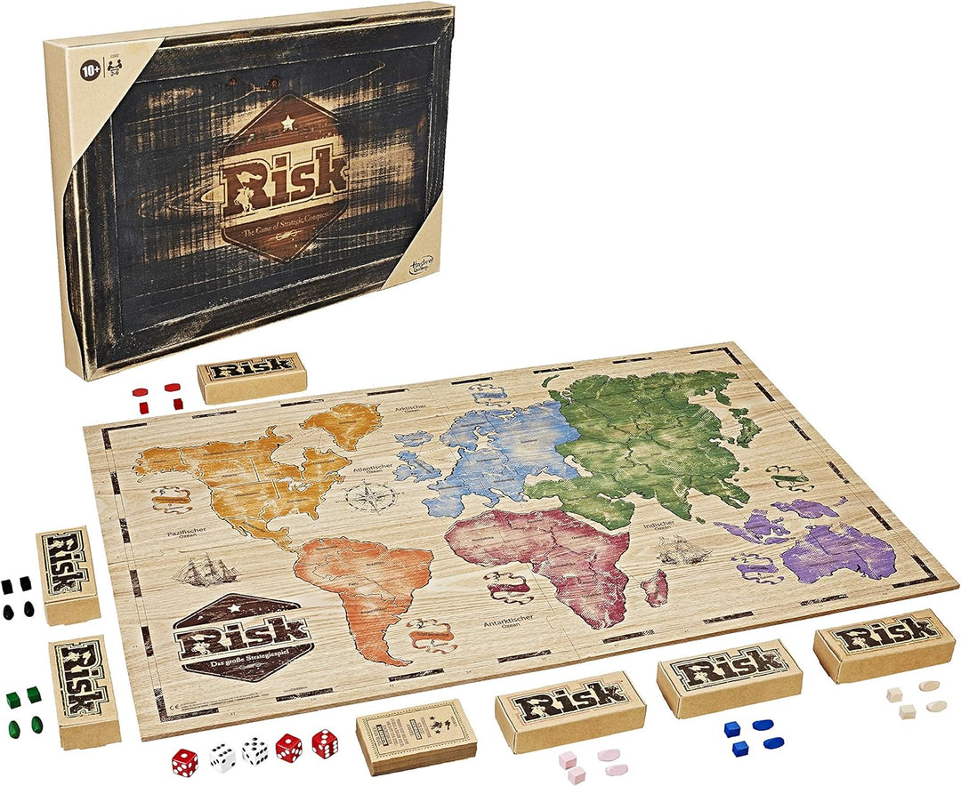 Hasbro Gaming Risiko Rustic, grosse Strategiespiel in Holz Edition, 2 Spieler, deutsche Sprachvarian