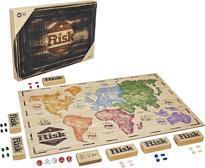 Hasbro Gaming Risiko Rustic, grosse Strategiespiel in Holz Edition, 2 Spieler, deutsche Sprachvarian