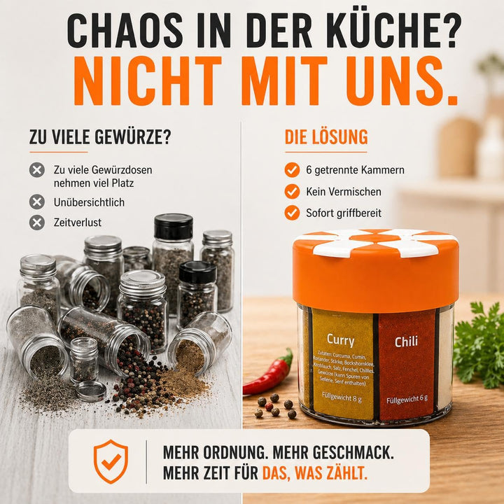 5x ration1 Gewürzstreuer XXL 6 in 1, 5er Set Gewürz-Streuer für Camping, Wandern, Outdoor Aktivitäte
