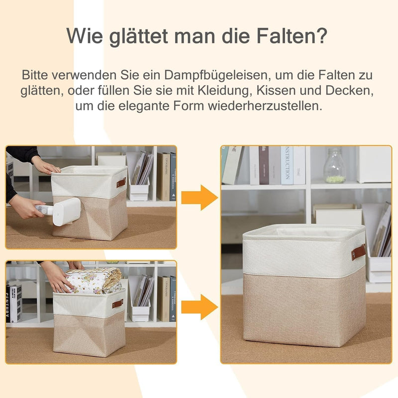 Mangata Collapsible Storage Cube Boxen, 28CM Cube Leinen gewebt Stoff Lagerung Körbe mit Ledergriffe