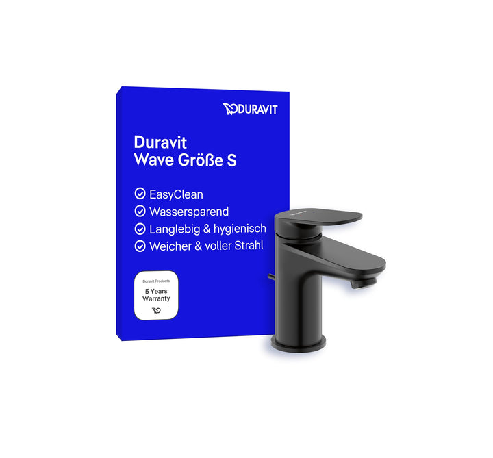 Duravit Wave Waschtischarmatur, Grösse S (Auslauf Höhe 77 mm), Wasserhahn Bad mit Zugstangen-Ablaufg