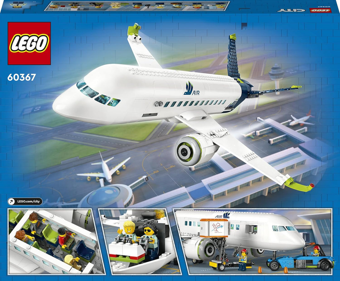 LEGO 60367 City Passagierflugzeug Spielzeug-Set, grosses Flugzeug-Modell mit Fahrzeugen des Flughafe