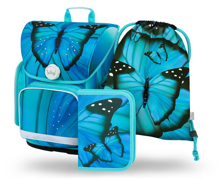 Baagl Schulranzen Mädchen Set 3 Teilig, Ergo Schultasche für 1. Klasse, Ergonomische Grundschule Ran
