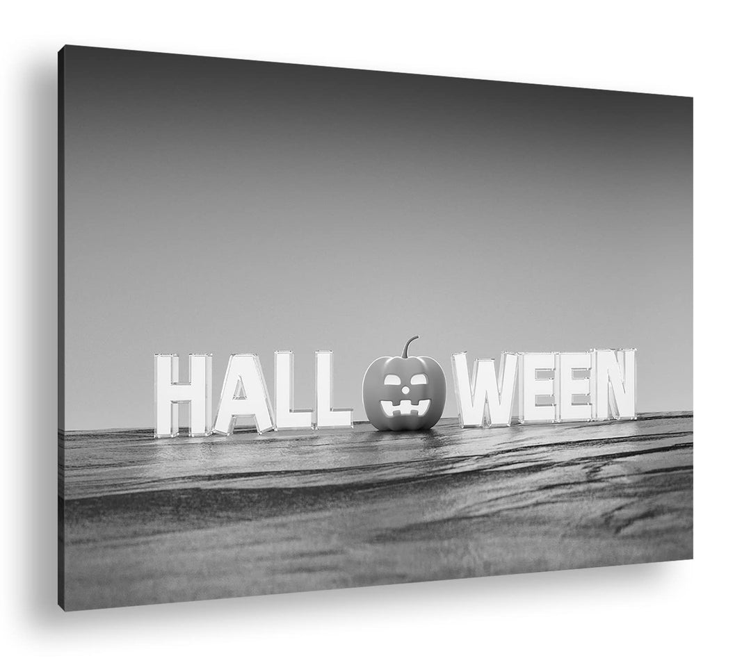 deyoli Halloween Logo Format: 100x70 Effekt: Schwarz&amp;Weiss als Leinwandbild, Motiv fertig gerahmt au