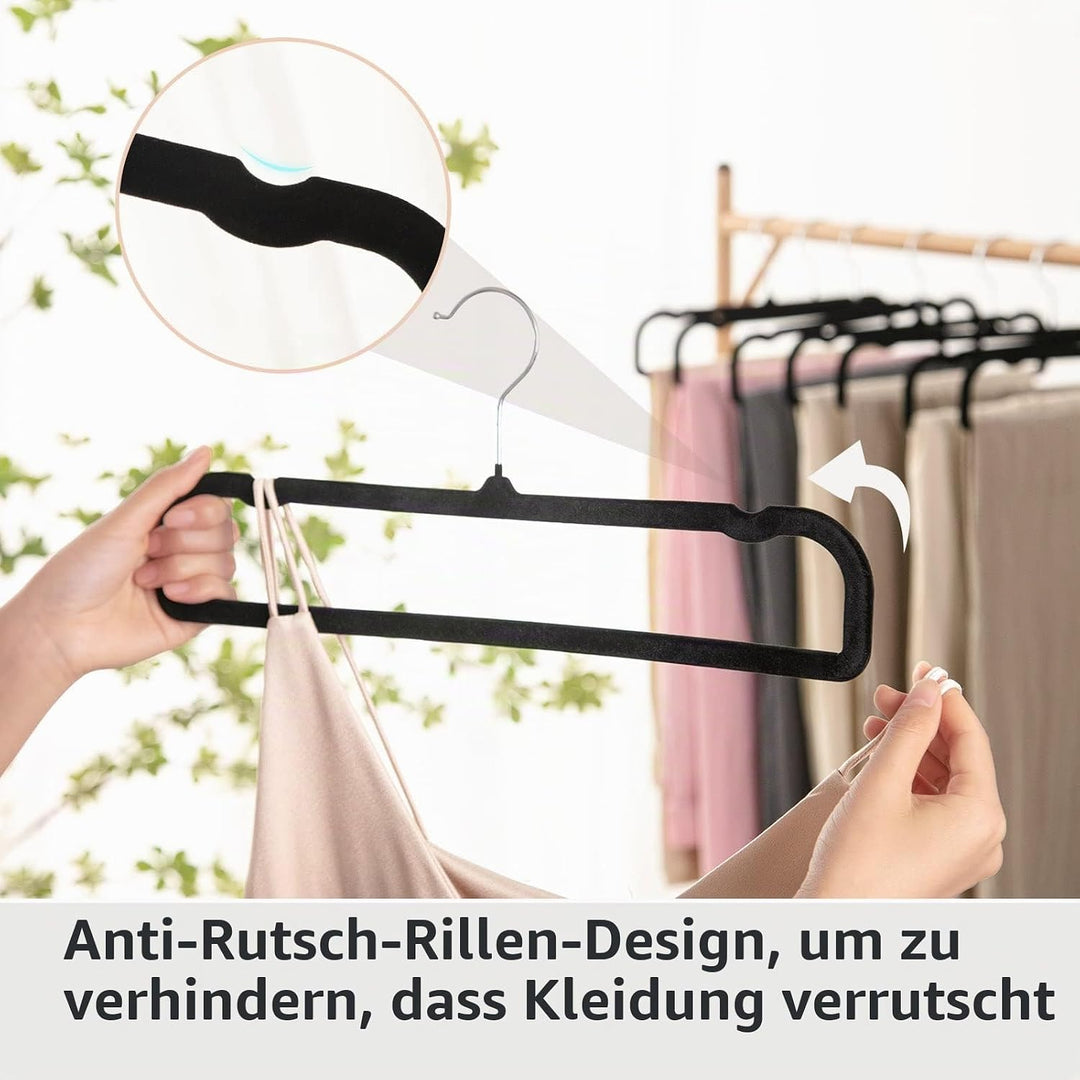 10 Stück Hosenbügel,Länge 35cm Samt Kleiderbügel Hosen,Platzsparender Hosenrockbügel mit 360°-Drehun