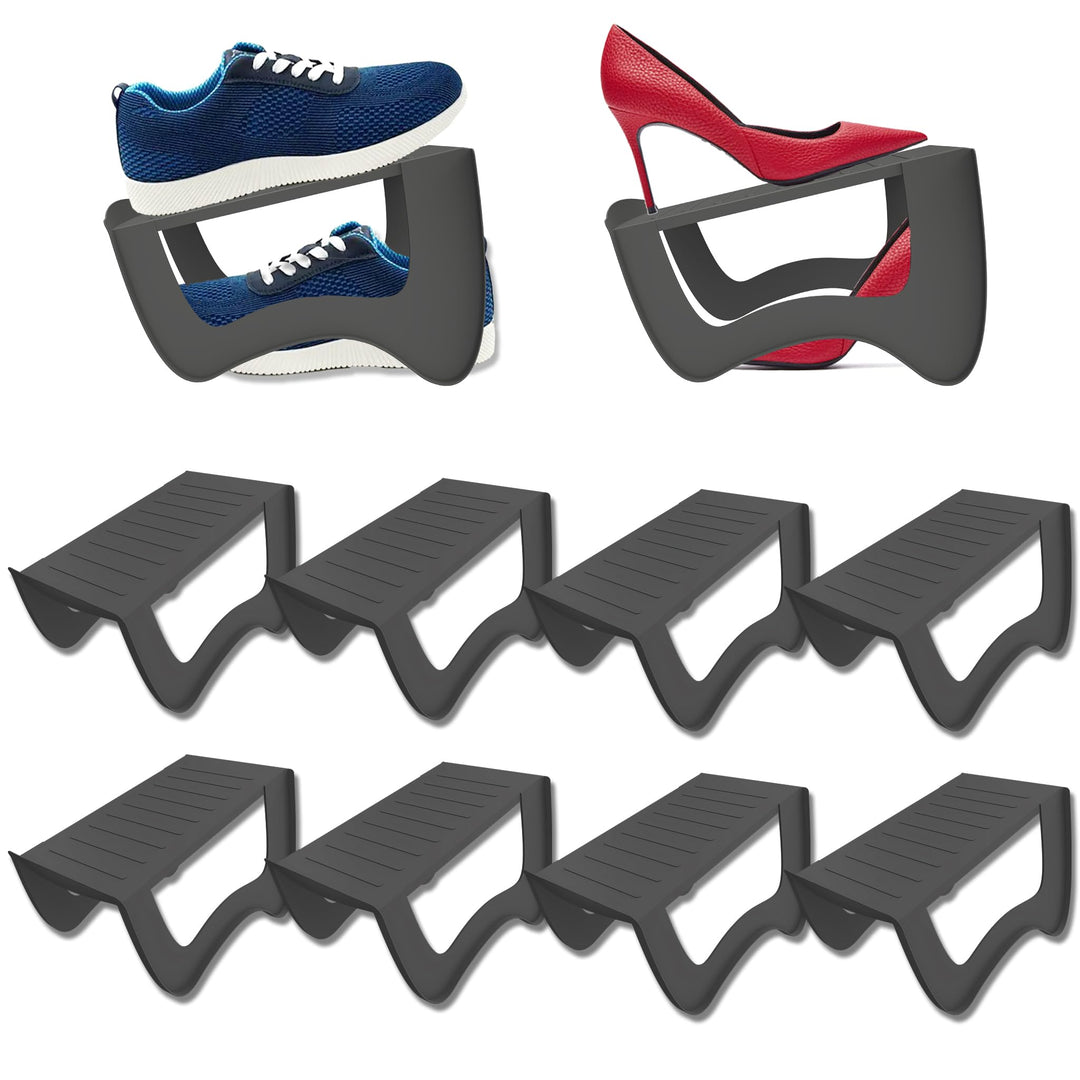 SUBTLETY 10 Stück PP Schuhhalter Set 25x14,5x14cm rutschfest Schuhschlitze Stapelbar Schuhorganizer