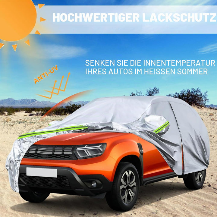 Autoabdeckung Passend für Dacia Duster 2010-2024, wasserdichte Vollgarage Autoplane mit Reissverschl