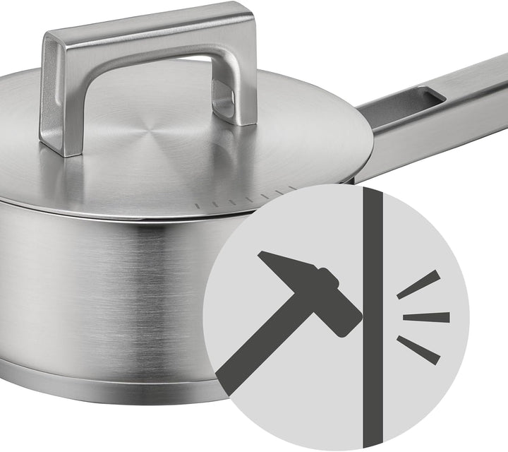 WMF Ultimate Cool Stielkasserolle 16cm mit Deckel, Kochtopf klein 1,4l, Milchtopf Induktion, Cromarg