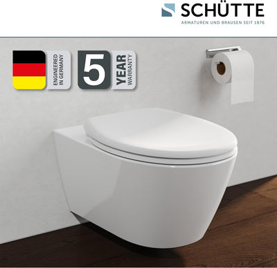 SCHÜTTE WC-Sitz mit Absenkautomatik, Abnehmbarer Klodeckel aus bruchsicherem Duroplast, Innovative D