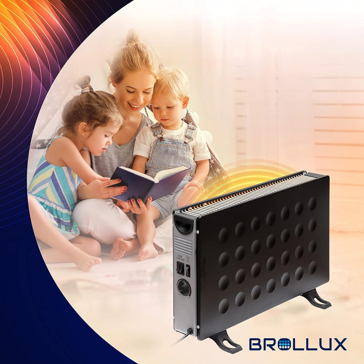 Brollux Elektroheizung 2000W mit Lüfter LUX8B mobiles Heizgerät Elektroheizkörper Konvektor Elektris