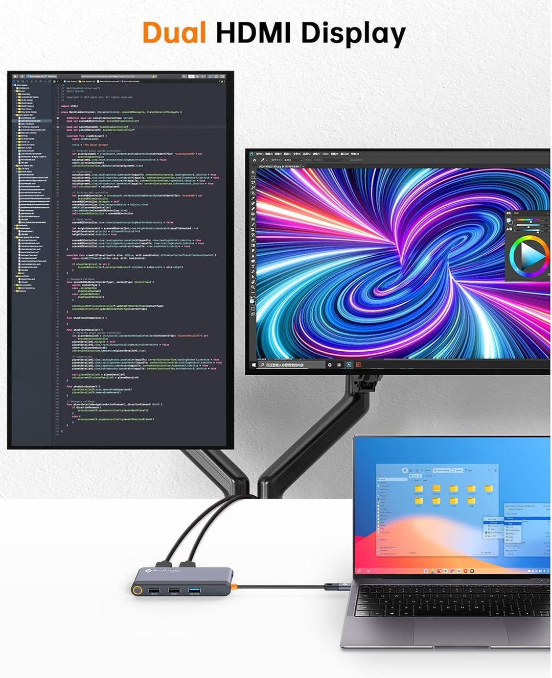 NOVOO USB C Docking Station 4K@60Hz Dual HDMI USB C Hub Adapter mit 2 HDMI 4K@60Hz,PD 100W Schnellla