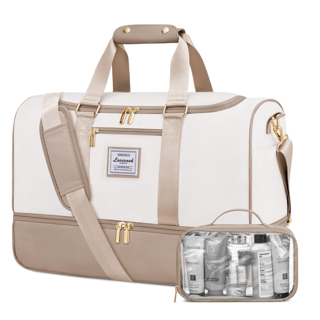 LOVEVOOK Reisetasche Handgepäck Damen, 37L Weekender Travel Duffle Carry on Bag mit Kulturtasche, Sc