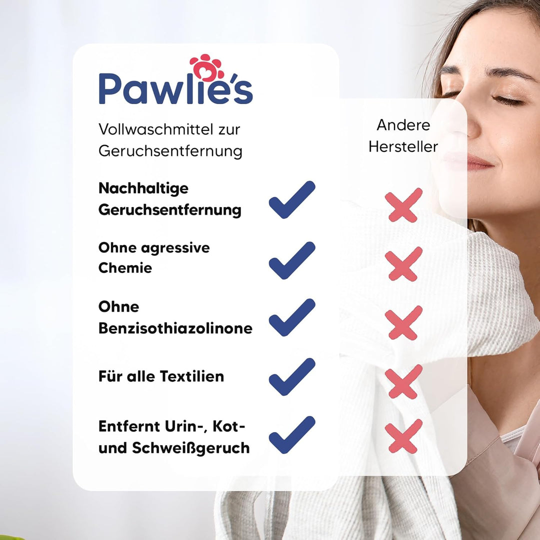 Pawlie's Geruchsentferner Wäsche 1L - Hochwirksamer Hygienespüler Wäsche, Geruchsneutralisierer, Enz