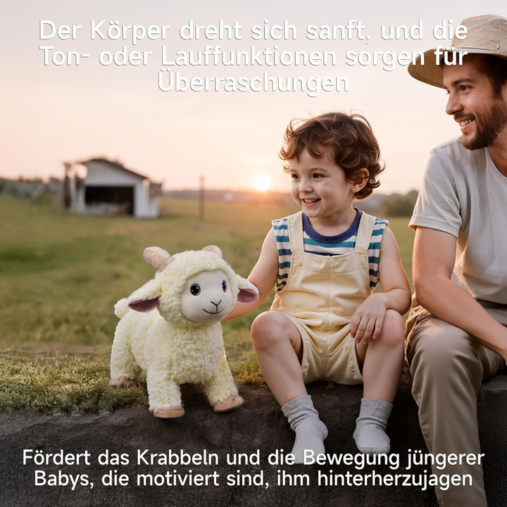 Laufen Schaf Kuscheltier Lamm Plüschtier mit Fernbedienung Leine, Elektronisch Interaktiv Schaf Stof