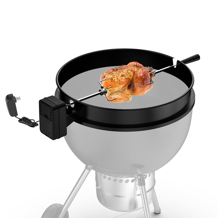 onlyfire Rotisserie Grillspiess Set mit DC Grillmotor und Adapter, Drehspiess für Weber 57cm Kettle