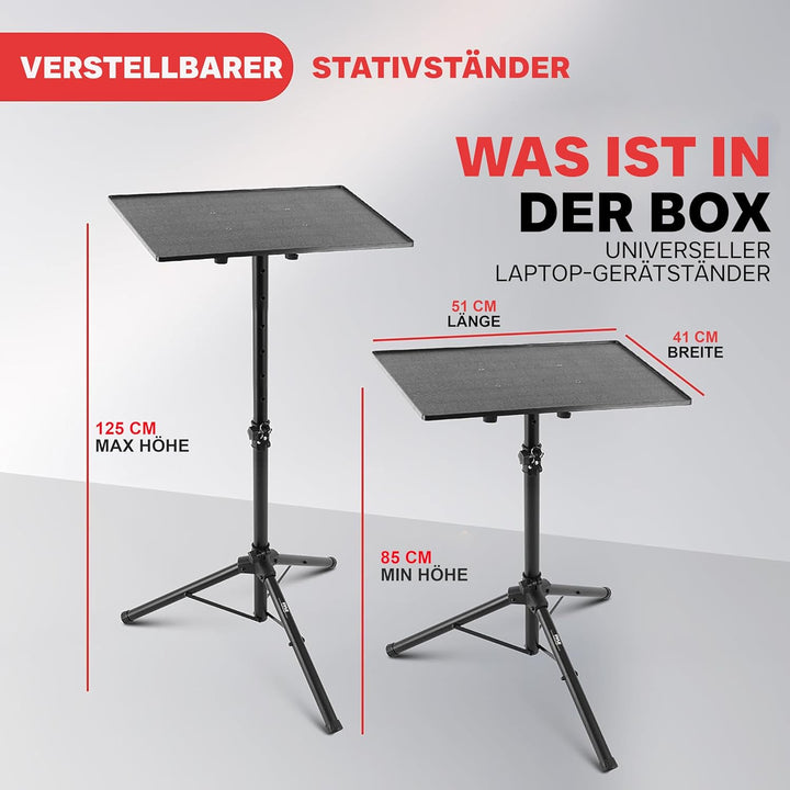 Pyle Laptop Ständer Beamer Stativ & Halterung, Projektor Ständer & Winkelverstellbares Dreibein-Stat
