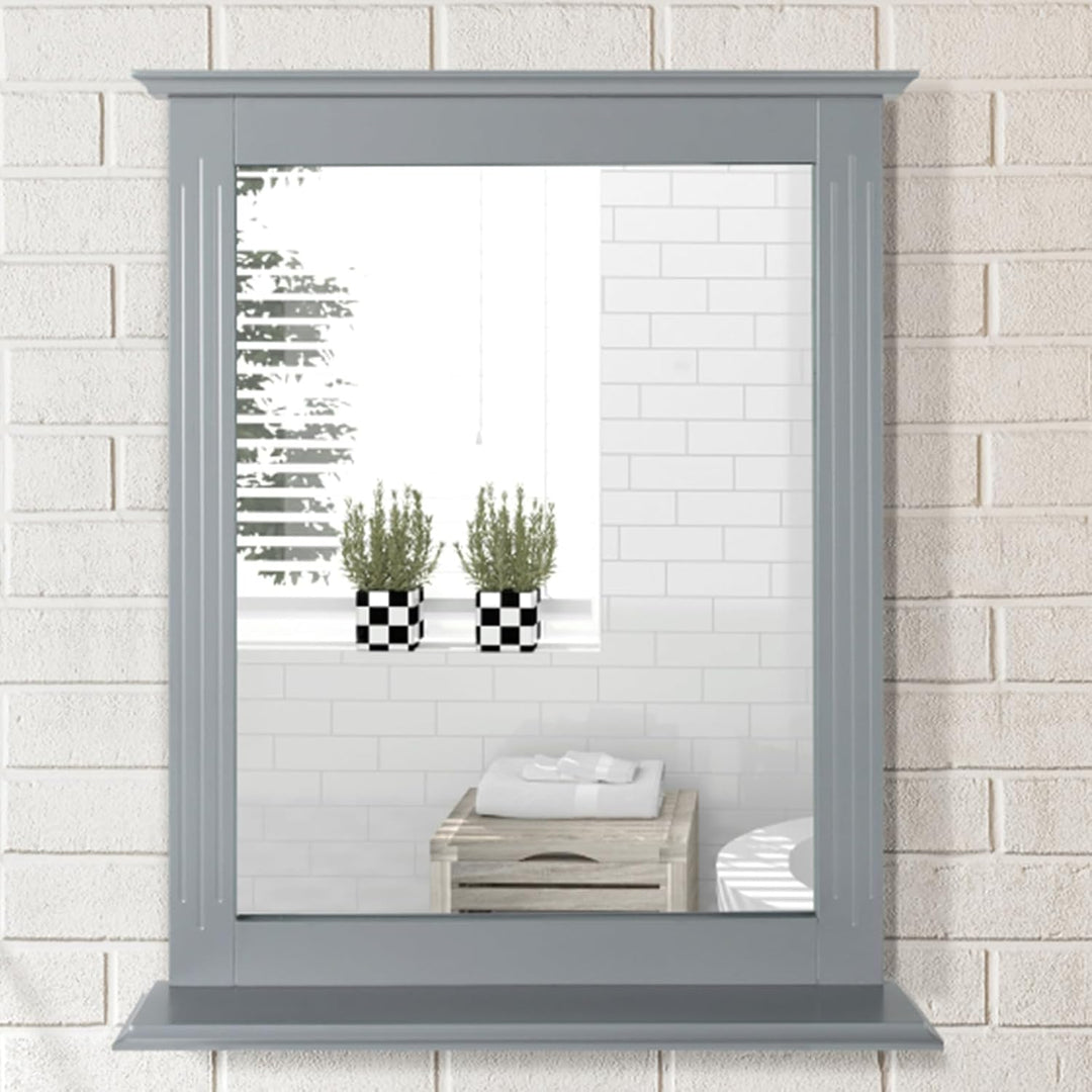 RELAX4LIFE Badspiegel mit Ablage, Wandspiegel aus Holz, Hängespigel 57 x 12 x 68,5 cm, Spiegel zum A