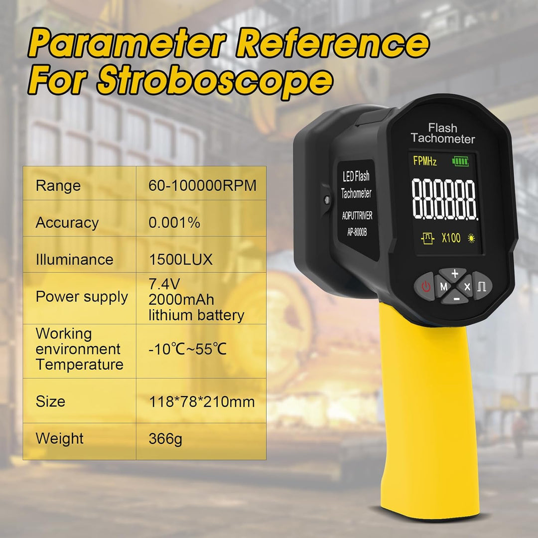 Digitales LED Stroboskop, Drehzahlmesser 60-100000RPM, Wiederaufladbarer Handdrehzahlmesser, Berühru