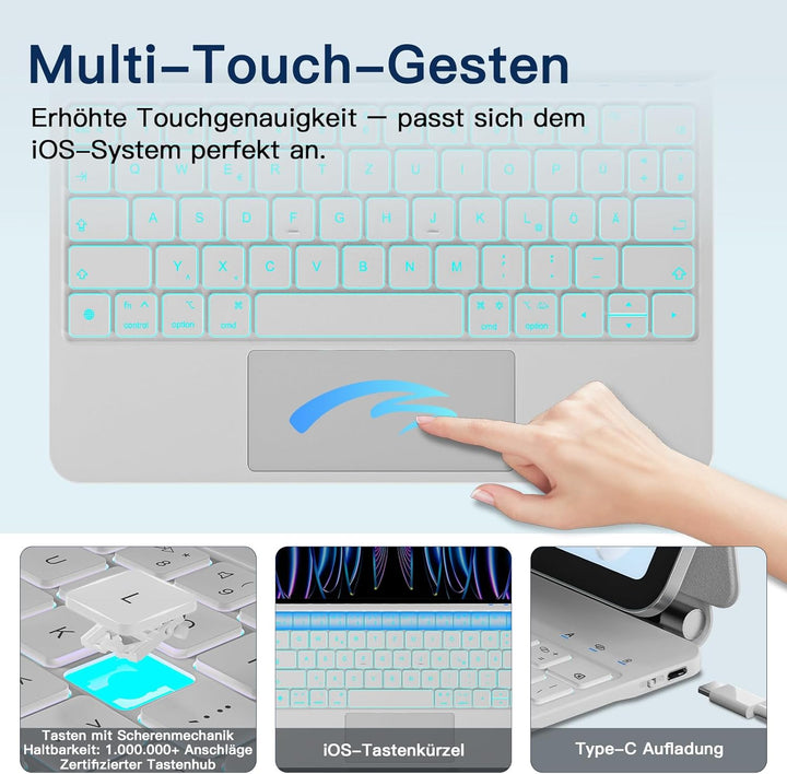 RAYMCRAFT für iPad Air 11 Zoll (M4/M3/M2) & iPad Pro 11 Zoll (4./3./2./1. Gen.) Hülle mit Tastatur,