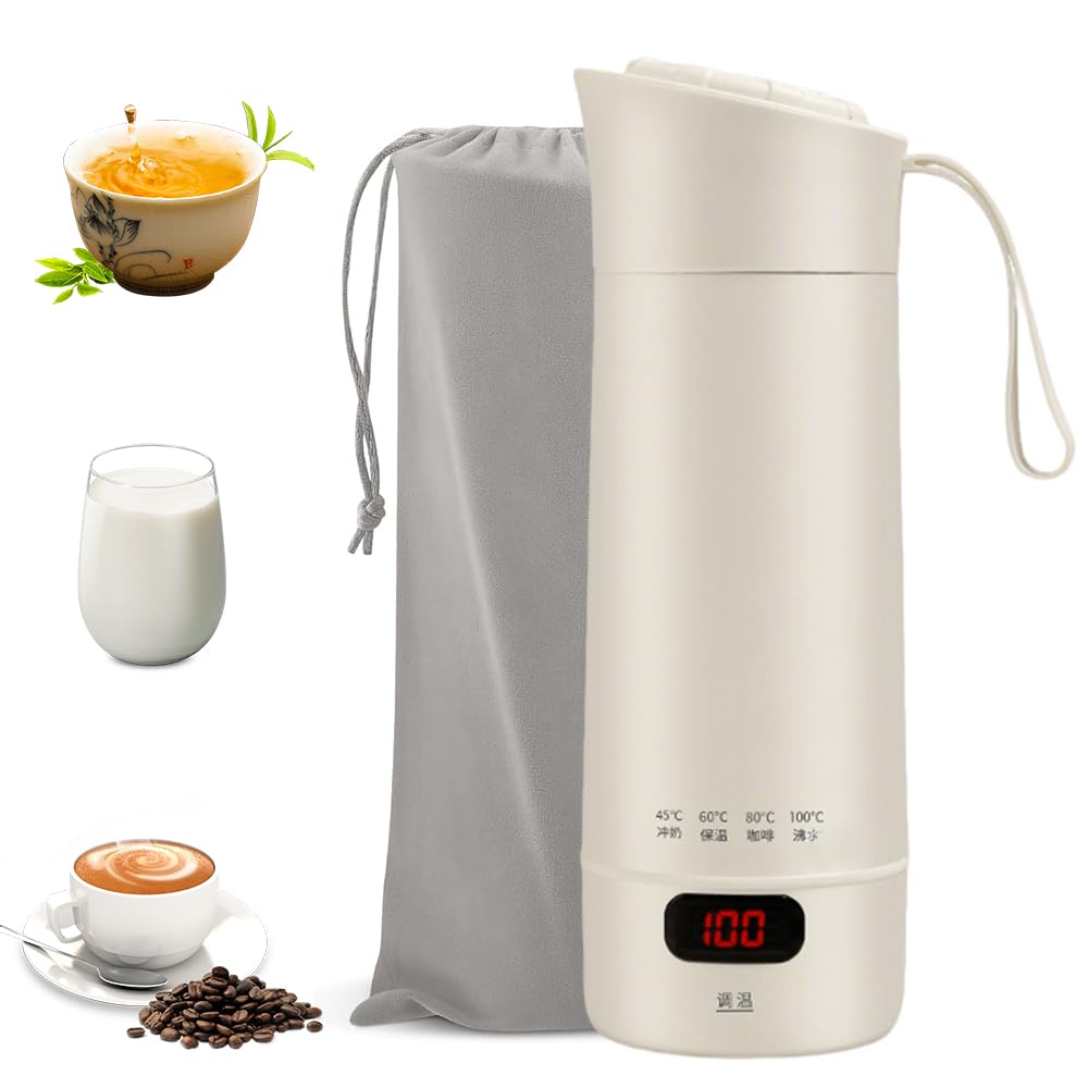 Reise Wasserkocher Klein, 400ML Tragbarer Mini Wasserkocher mit 4 einstellbare Temperaturstufen, 300