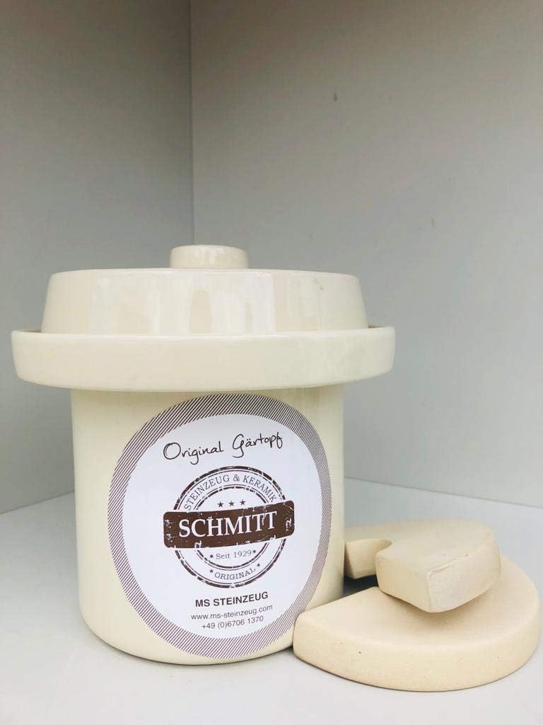 MS Steinzeug Gärtopf Mini Fermentation 2 Liter Creme weiss Milchsäuregärung Konservieren Einmachen g