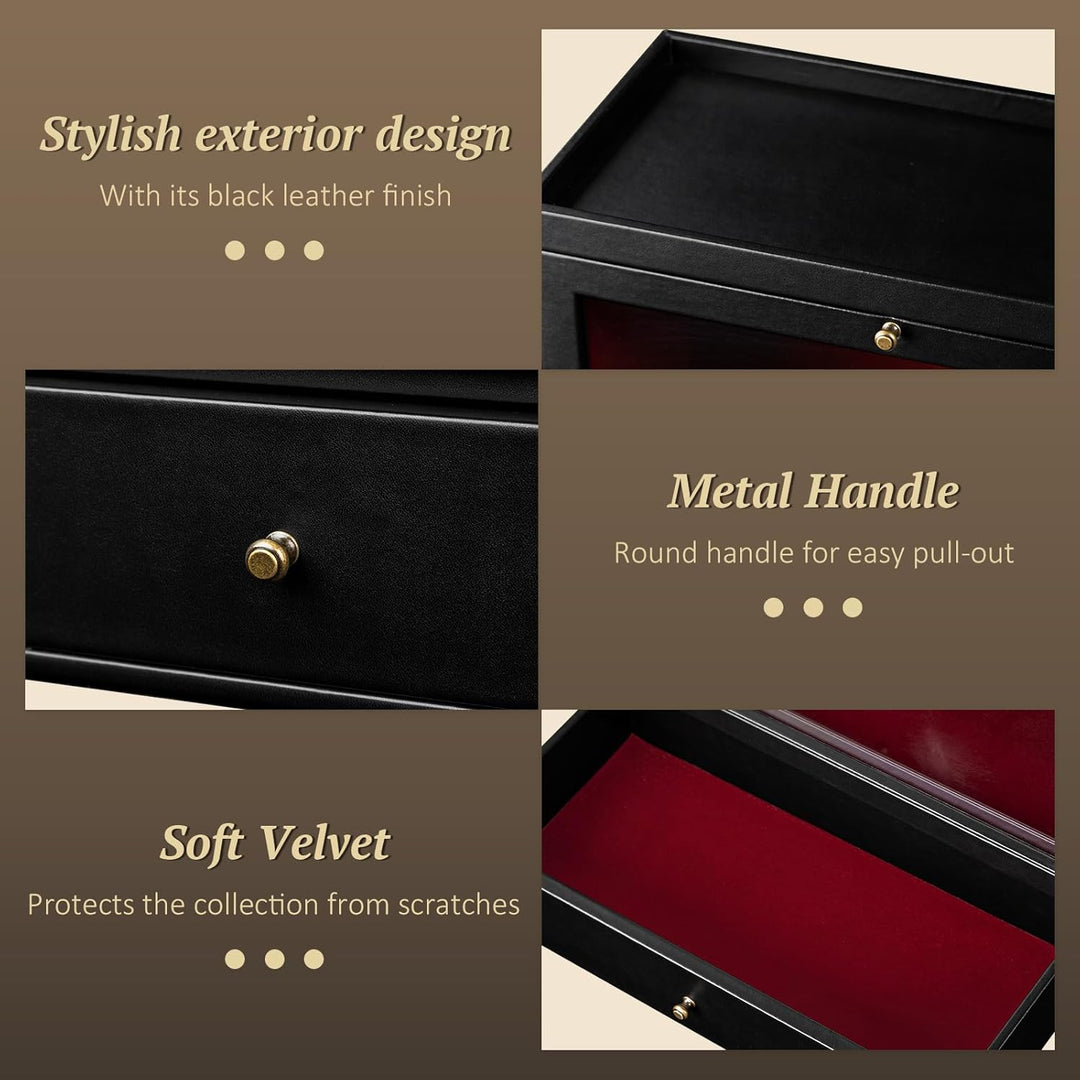 Parfüm Organizer, Leder Herren Parfüm Ständer mit Schublade, Parfüm Regal mit Transparent Sichtbarer