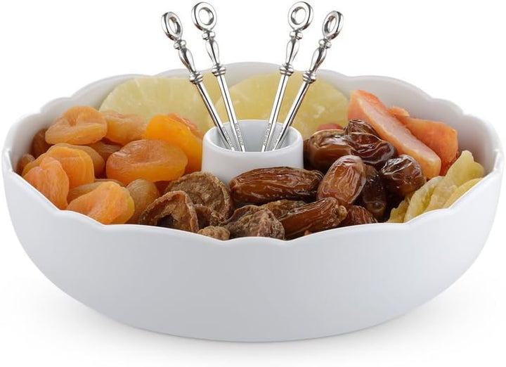 Alessi Dressed for X-Mas Schale für Trockenfrüchte und Süssigkeiten aus Porzellan, White, 21 x 22 x