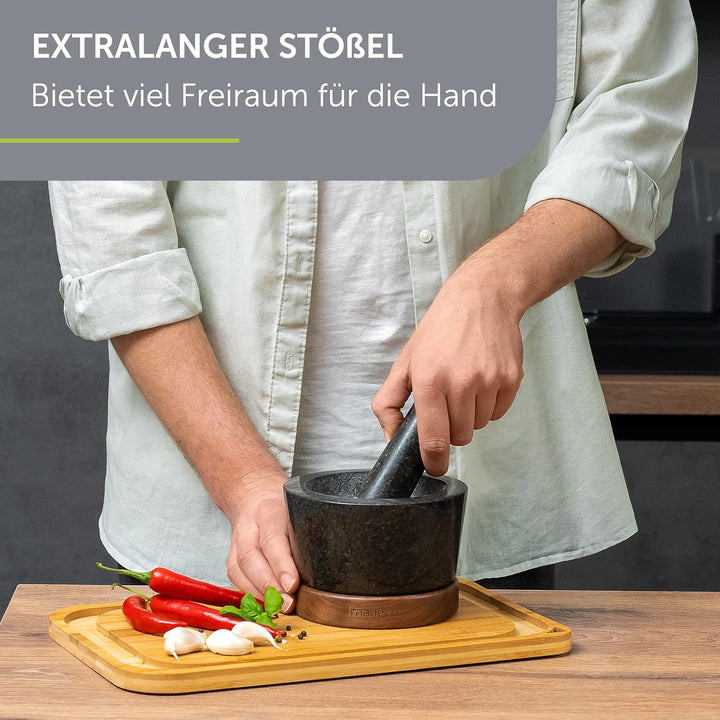 madeco Ersatzstössel Granit 16 cm Steinstössel schwarz poliert Stössel für Mörser Granit einzeln (oh