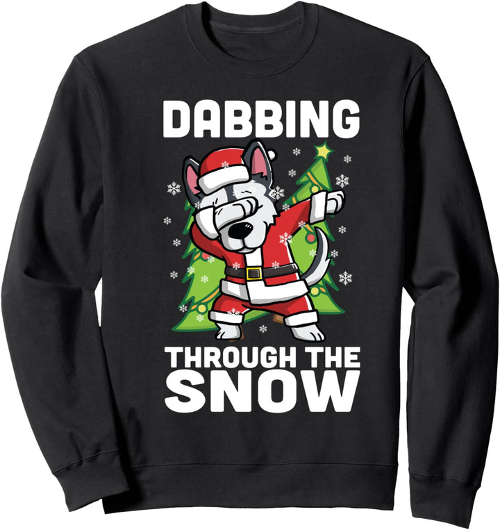 Dabbing Through The Snow Husky Weihnachten Hund Sweatshirt