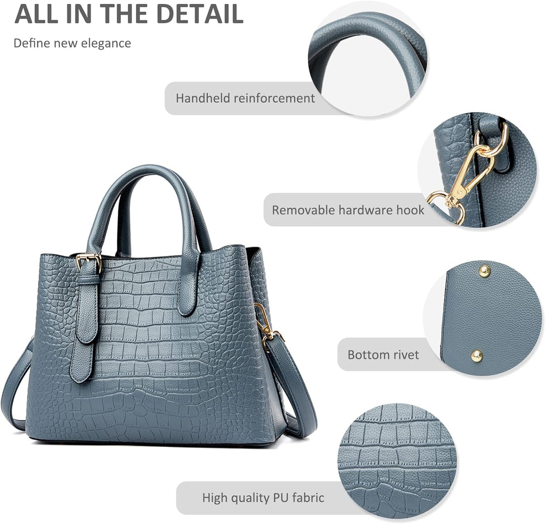 NICOLE & DORIS Damen Handtaschen Elegant Henkeltasche Tote Shopper Schultertasche Krokodil Designs U