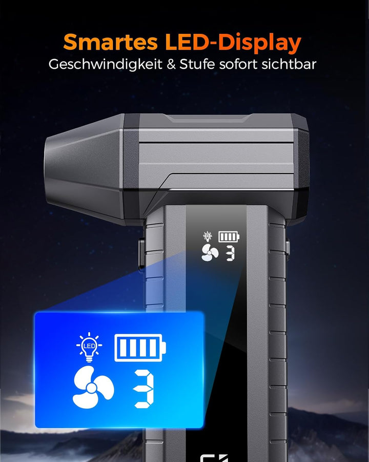 Druckluftspray Alternative, Elektrischer Air Duster mit 200.000 U/min Turbo Gebläse, 10500 mAh Akku